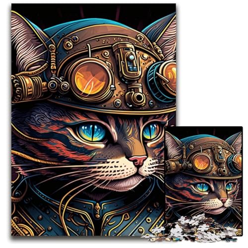 Puzzle 1000 Teile für Erwachsene, Steampunk-Katze, Holzpuzzle, Denkspiel für Teenager und Familieninteraktion, 50x75cm/19,68x29,52 Zoll Puzzle 1000 Teile für Erwachsene, Steampunk-Katze, Holzpuzzle, Denkspiel für Teenager und Familieninteraktion, 50x75cm/19,68x29,52 Zoll von MrChunlong