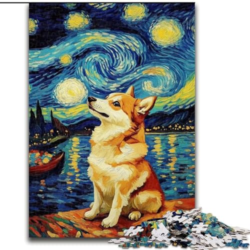 Puzzle 1000 Teile für Erwachsene, Sternennacht, entzückende Huskies, Lernspiele, Heimdekoration ganze Familie (Größe 26x38cm) von MrChunlong