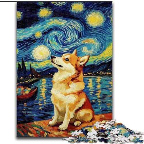 Puzzle 1000 Teile für Erwachsene, Sternennacht, entzückende Huskies, Lernspielzeug für Kinder ab 14 Jahren, ganze Familie (Größe 50x75cm) von MrChunlong
