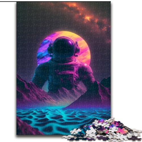 Puzzle 1000 Teile für Erwachsene, Synthwave-Astronauten-Puzzle aus Holz, anspruchsvolles Denkspiel für Teenager, Spaß für den Familienspieleabend, 1000 Teile(50x75cm) von MrChunlong