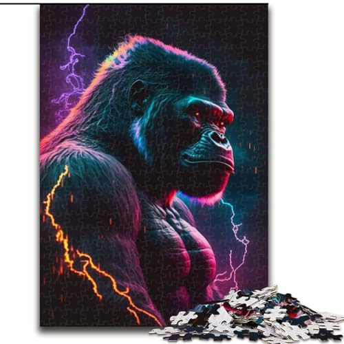 Puzzle 1000 Teile für Erwachsene, Synthwave Gorilla-Puzzle aus Pappe, Geschenk für Männer und Frauen, Alltag und besondere Anlässe, 1000 Teile(26x38cm) von MrChunlong