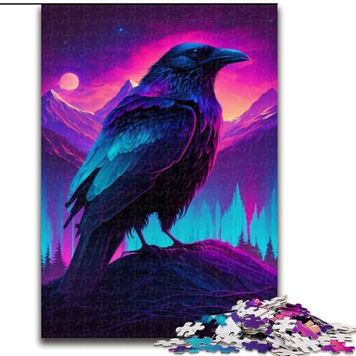 Puzzle 1000 Teile für Erwachsene, Synthwave Raven Puzzle aus Pappe, Weihnachten, Halloween, Ostern, Neujahr, 1000 Teile(26x38cm) von MrChunlong