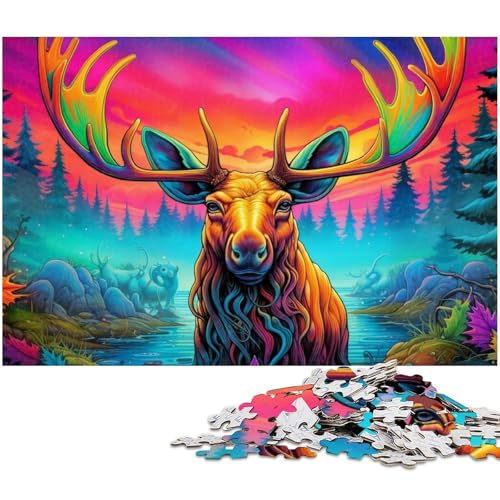 Puzzle 1000 Teile für Erwachsene, Tier-Elch-Puzzle aus Pappe, Denkspiel, interaktives Familienspiel, geeignet für Kinder ab 14 Jahren, 26x38cm/10,23x14,96 Zoll Puzzle 1000 Teile für Erwachsene, Tier-Elch-Puzzle aus Pappe, Denkspiel, interaktives Familienspiel, geeignet für Kinder ab 14 Jahren, 26x38cm/10,23x14,96 Zoll von MrChunlong