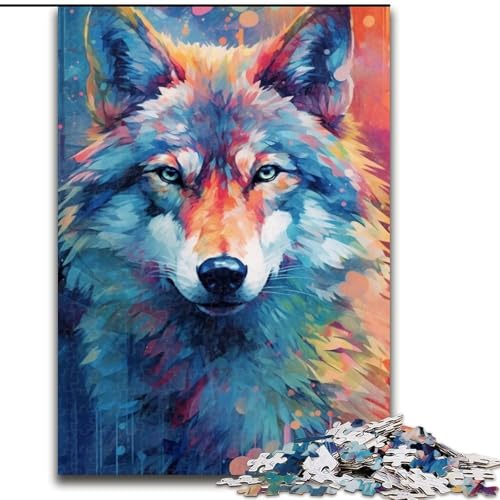 Puzzle 1000 Teile für Erwachsene, Tier-Wolf-Farbpuzzle aus Holz, für Teenager und Familienspaß – DIY-Denkspiel-Geschenk, 1000 Teile(50x75cm) von MrChunlong