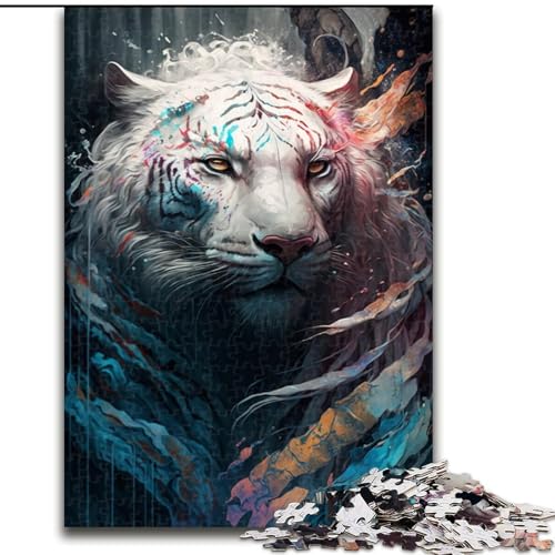 Puzzle 1000 Teile für Erwachsene, Tiger-Puzzle aus Holz, Spielzeug, Geschenk, pädagogisches, intellektuelles, entspannendes Familienspiel, 1000 Teile(50x75cm) von MrChunlong