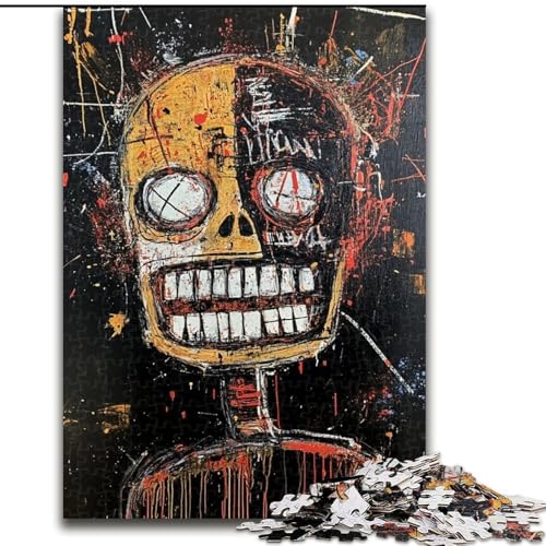 Puzzle 1000 Teile für Erwachsene, Totenkopf im Basquiat-Stil, Lernspielzeug für Erwachsene, ganze Familie ab 14 Jahren (Größe 50x75cm) von MrChunlong