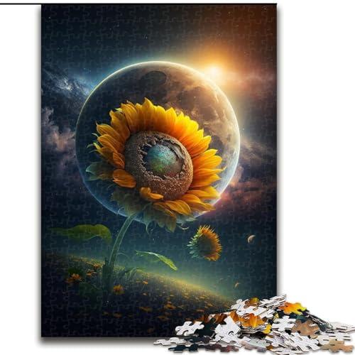 Puzzle 1000 Teile für Erwachsene, Weltraum-Sonnenblumen-Puzzle aus Holz, Geschenk für Männer und Frauen, Alltag und besondere Anlässe, 1000 Teile(50x75cm) von MrChunlong