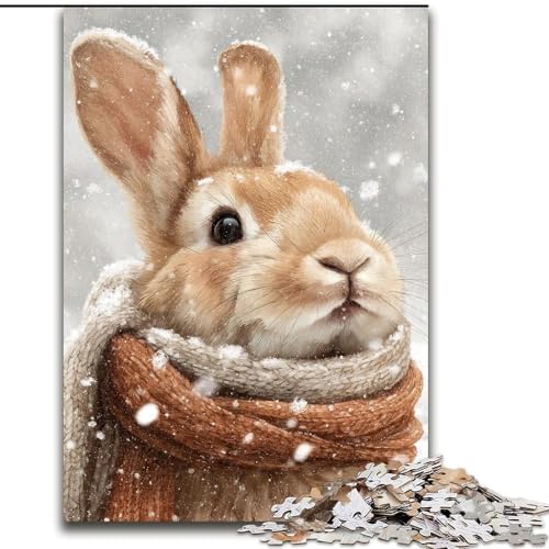 Puzzle 1000 Teile für Erwachsene, Winterkaninchen, hilft dem Gehirn, süchtig machendes Spielzeug zu trainieren, um Geduld zu fördern, perfekte Dekoration (Größe 26x38cm) von MrChunlong