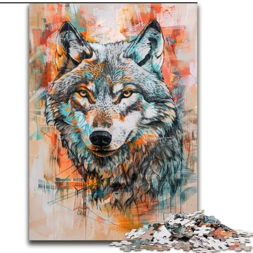 Puzzle 1000 Teile für Erwachsene, Wolf, Spiele, Spielzeug, Geschenk, einzigartige Geburtstags- und Geschenkideen für Kinder ab 14 Jahren (Größe 26x38cm) von MrChunlong