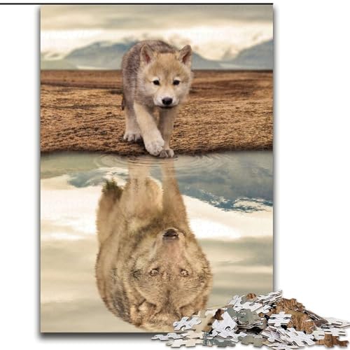 Puzzle 1000 Teile für Erwachsene, Wüstenwolf-Reflexion, aus Holz, perfektes DIY-Kunstdekor oder Geburtstagsgeschenk, 50x75cm, für Geburtstag, Urlaub, Weihnachten, Halloween Puzzle 1000 Teile für Erwachsene, Wüstenwolf-Reflexion, aus Holz, perfektes DIY-Kunstdekor oder Geburtstagsgeschenk, 50x75cm, für Geburtstag, Urlaub, Weihnachten, Halloween von MrChunlong