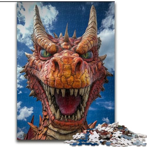 Puzzle 1000 Teile für Erwachsene, Wütender Drache, Lernspiele, Heimdekoration ganze Familie (Größe 26x38cm) von MrChunlong