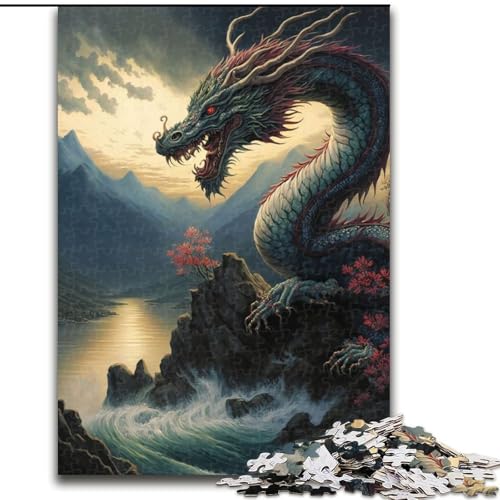 Puzzle 1000 Teile für Erwachsene, asiatischer Drache, aus Holz, Kinder ab 14 Jahren, 50x75cm, Denkspiel für Teenager von MrChunlong