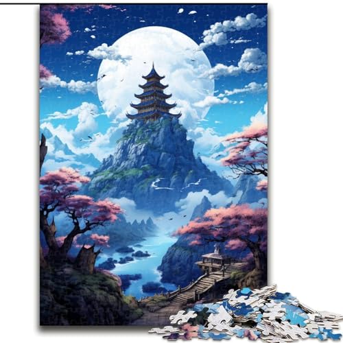 Puzzle 1000 Teile für Erwachsene, buddhistischer Tempel, aus Holz, Kinder ab 14 Jahren, 50x75cm, Denkspiel für Teenager von MrChunlong