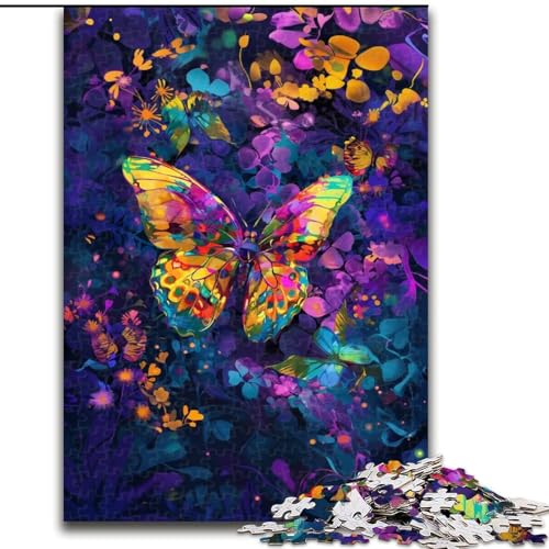 Puzzle 1000 Teile für Erwachsene, bunter, schöner Schmetterling aus Holz, perfekt als Geburtstags-, Weihnachts, 50x75cm, DIY-Kunstdekor von MrChunlong