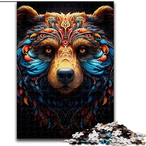 Puzzle 1000 Teile für Erwachsene, bunter Braunbär aus Holz, Kinder ab 14 Jahren, 50x75cm, Spaß für die ganze Familie, Basteln, perfekt für Geburtstage, Feiertage von MrChunlong