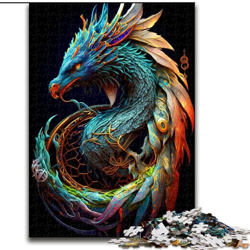 Puzzle 1000 Teile für Erwachsene, bunter Drache aus Holz, perfektes DIY-Kunstdekor oder Geburtstagsgeschenk, 50x75cm, für Geburtstage, Feiertage, Weihnachten, Halloween Puzzle 1000 Teile für Erwachsene, bunter Drache aus Holz, perfektes DIY-Kunstdekor oder Geburtstagsgeschenk, 50x75cm, für Geburtstage, Feiertage, Weihnachten, Halloween von MrChunlong