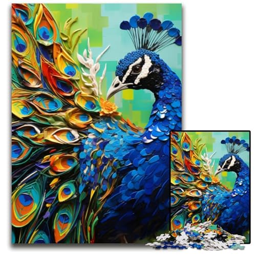 Puzzle 1000 Teile für Erwachsene, bunter Kunst-Pfau, unmögliches Puzzle für Erwachsene, DIY-Geschenk zur Heimdekoration, Denkspiel, 26x38cm/10,23x14,96 Zoll Puzzle 1000 Teile für Erwachsene, bunter Kunst-Pfau, unmögliches Puzzle für Erwachsene, DIY-Geschenk zur Heimdekoration, Denkspiel, 26x38cm/10,23x14,96 Zoll von MrChunlong