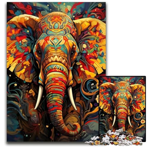 Puzzle 1000 Teile für Erwachsene, bunter Kunstelefant, unmögliches Puzzle für Erwachsene, DIY-Heimdekor-Geschenk, Denkspiel, 26x38cm/10,23x14,96 Zoll Puzzle 1000 Teile für Erwachsene, bunter Kunstelefant, unmögliches Puzzle für Erwachsene, DIY-Heimdekor-Geschenk, Denkspiel, 26x38cm/10,23x14,96 Zoll von MrChunlong