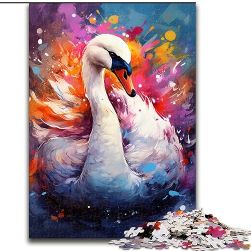 Puzzle 1000 Teile für Erwachsene, bunter Schwan aus Holz, Kinder ab 14 Jahren, 50x75cm, Denksportspiel für Teenager von MrChunlong