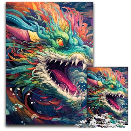 Puzzle 1000 Teile für Erwachsene, bunter chinesischer Drache, Holzpuzzle, ideales DIY-Dekor und Denksportgeschenk, 50x75cm/19,68x29,52 Zoll Puzzle 1000 Teile für Erwachsene, bunter chinesischer Drache, Holzpuzzle, ideales DIY-Dekor und Denksportgeschenk, 50x75cm/19,68x29,52 Zoll von MrChunlong