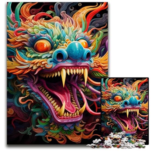 Puzzle 1000 Teile für Erwachsene, bunter chinesischer Drache, Papp-Puzzle, interaktives Familienspiel, Bastelgeschenk mit farbenfrohen Kunstwerken, 26x38cm/10,23x14,96 Zoll Puzzle 1000 Teile für Erwachsene, bunter chinesischer Drache, Papp-Puzzle, interaktives Familienspiel, Bastelgeschenk mit farbenfrohen Kunstwerken, 26x38cm/10,23x14,96 Zoll von MrChunlong
