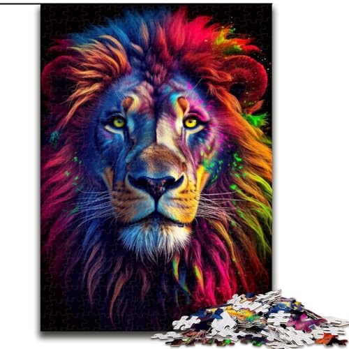 Puzzle 1000 Teile für Erwachsene, buntes Löwentier aus Holz, Kinder ab 14 Jahren, 50x75cm, Denkspiel für Teenager von MrChunlong