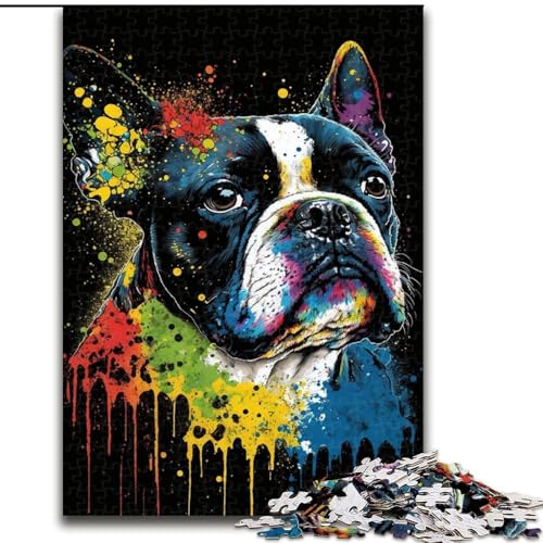 Puzzle 1000 Teile für Erwachsene, farbenfrohe Bulldoggen aus Holz, Kinder ab 14 Jahren, 50x75cm, lustiges Basteln für die ganze Familie, perfekt für Geburtstage, Feiertage von MrChunlong