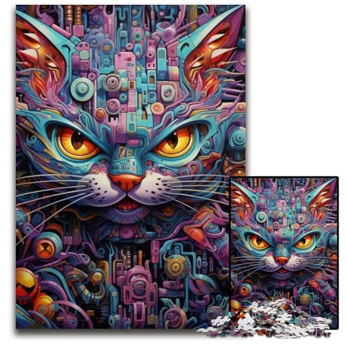 Puzzle 1000 Teile für Erwachsene, farbenfrohe Kunstkatze, Karton-Puzzle, Denkspiel für Teenager und Familieninteraktion, 26x38cm/10,23x14,96 Zoll Puzzle 1000 Teile für Erwachsene, farbenfrohe Kunstkatze, Karton-Puzzle, Denkspiel für Teenager und Familieninteraktion, 26x38cm/10,23x14,96 Zoll von MrChunlong