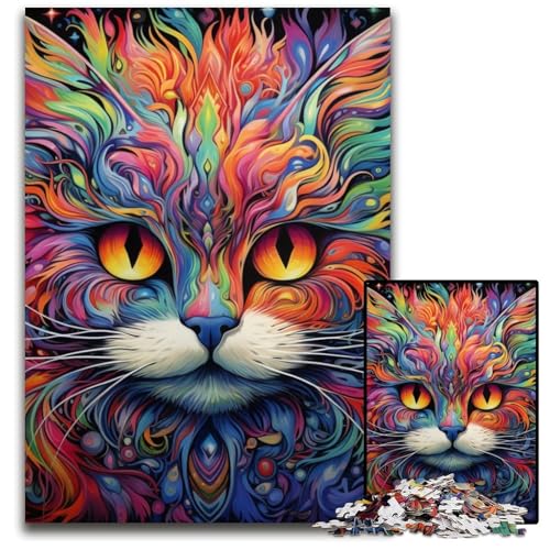 Puzzle 1000 Teile für Erwachsene, farbenfrohe Kunstkatze, Karton-Puzzle, Denkspiel für Teenager und Familieninteraktion, 26x38cm/10,23x14,96 Zoll Puzzle 1000 Teile für Erwachsene, farbenfrohe Kunstkatze, Karton-Puzzle, Denkspiel für Teenager und Familieninteraktion, 26x38cm/10,23x14,96 Zoll von MrChunlong
