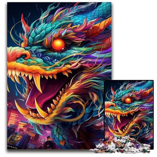 Puzzle 1000 Teile für Erwachsene, farbenfroher Kunstdrache, Holzpuzzle, Denkspiel für Teenager und Familieninteraktion, 50x75cm/19,68x29,52 Zoll Puzzle 1000 Teile für Erwachsene, farbenfroher Kunstdrache, Holzpuzzle, Denkspiel für Teenager und Familieninteraktion, 50x75cm/19,68x29,52 Zoll von MrChunlong