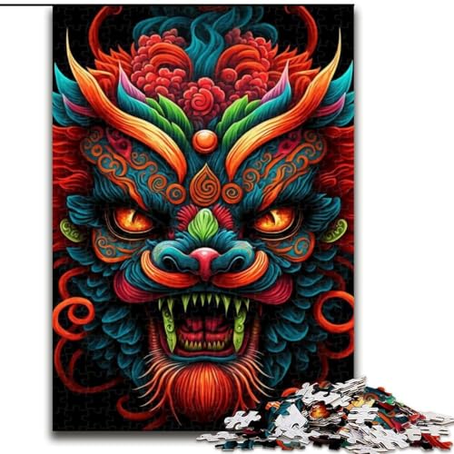 Puzzle 1000 Teile für Erwachsene, farbenfroher Kunstlöwe aus Holz, perfekte DIY-Kunstdekoration oder Geburtstagsgeschenk, 50x75cm, Denkspiel für Teenager von MrChunlong