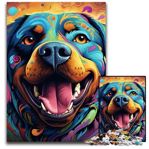 Puzzle 1000 Teile für Erwachsene, farbenfrohes Rottweiler-Kunst-Puzzle aus Holz, Denkspiel für Teenager und Familieninteraktion, 50x75cm/19,68x29,52 Zoll Puzzle 1000 Teile für Erwachsene, farbenfrohes Rottweiler-Kunst-Puzzle aus Holz, Denkspiel für Teenager und Familieninteraktion, 50x75cm/19,68x29,52 Zoll von MrChunlong
