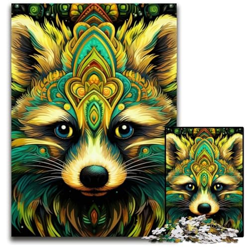 Puzzle 1000 Teile für Erwachsene, grüner Waschbär, Papppuzzle, ideal für Verliebte, perfektes Weihnachts-, Neujahrs- oder Valentinstagsgeschenk, 26x38cm/10,23x14,96 Zoll Puzzle 1000 Teile für Erwachsene, grüner Waschbär, Papppuzzle, ideal für Verliebte, perfektes Weihnachts-, Neujahrs- oder Valentinstagsgeschenk, 26x38cm/10,23x14,96 Zoll von MrChunlong