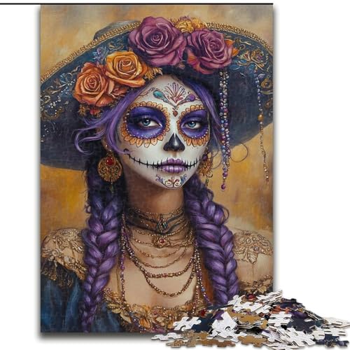 Puzzle 1000 Teile für Erwachsene, mexikanischer Totenkopf, hilft dem Gehirn, süchtig machendes Spielzeug zu trainieren, um Geduld zu fördern, perfekte Dekoration (Größe 26x38cm) von MrChunlong