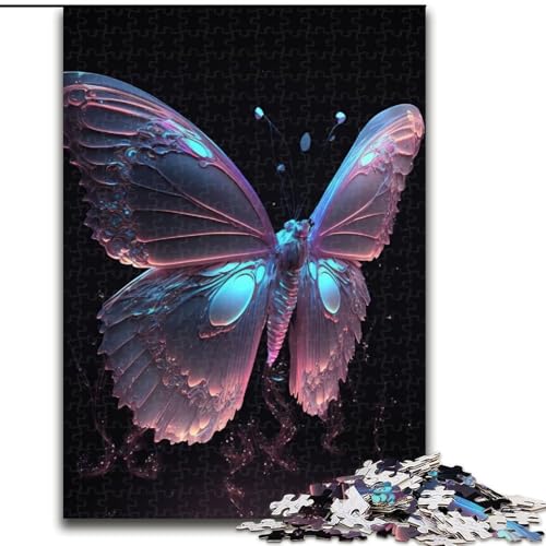 Puzzle 1000 Teile für Erwachsene, rosa-lila Schmetterlingspuzzle aus Holz, entspannende Unterhaltung, Heimdekoration, 1000 Teile(50x75cm) von MrChunlong