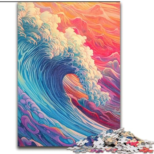 Puzzle 1000 Teile für Erwachsene, schöne Welle aus Holz, Kinder ab 14 Jahren, 50x75cm, Denkspiel für Teenager von MrChunlong