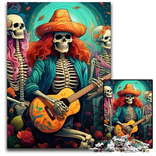 Puzzle 1000 Teile für Erwachsene,Künstlerisches Skelett,das Gitarre spielt,Puzzles für Erwachsene,Spielgeschenk für Erwachsene,interaktives Familienspiel,Gehirn-Herausforderungsgeschenk,26x38cm Puzzle 1000 Teile für Erwachsene,Künstlerisches Skelett,das Gitarre spielt,Puzzles für Erwachsene,Spielgeschenk für Erwachsene,interaktives Familienspiel,Gehirn-Herausforderungsgeschenk,26x38cm von MrChunlong