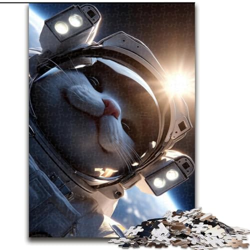 Puzzle 1000 Teile für Erwachsene Astronautenkatze, Lernspiele, Heimdekoration ganze Familie (Größe 26x38cm) von MrChunlong