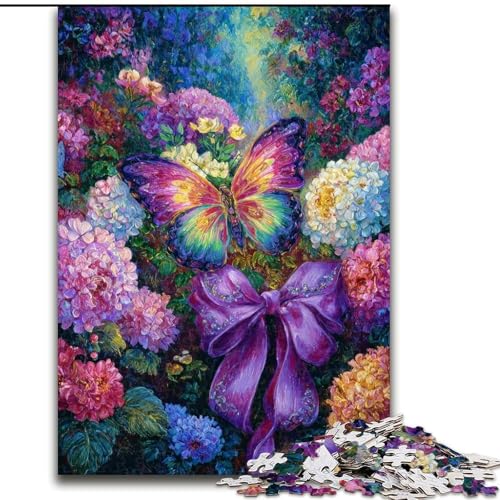 Puzzle 1000 Teile für Erwachsene Blumen Schmetterling, Lernspiele Heimdekoration ganze Familie (Größe 26x38cm) von MrChunlong