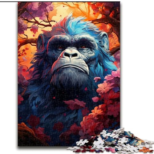 Puzzle 1000 Teile für Erwachsene EIN Gorilla in den Blumen, aus Pappe, Geschenk für Männer und Frauen, Alltag und besondere Anlässe, 1000 Teile(26x38cm) von MrChunlong