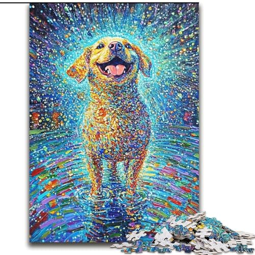 Puzzle 1000 Teile für Erwachsene Happy Labrador, Lernspiele, Heimdekoration ganze Familie (Größe 26x38cm) von MrChunlong