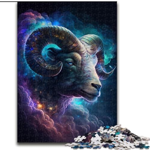 Puzzle 1000 Teile für Erwachsene Kosmischer Widder aus Holz, Kinder ab 14 Jahren, 50x75cm, Denkspiel für Teenager von MrChunlong