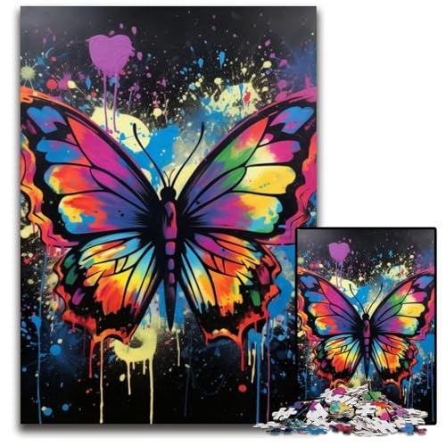 Puzzle 1000 Teile für Erwachsene Schmetterlings-Graffiti-Malerei Unmögliches Puzzle für Erwachsene DIY Wohnkultur Geschenk, Denksportspiel 26x38cm/10,23x14,96 Zoll von MrChunlong