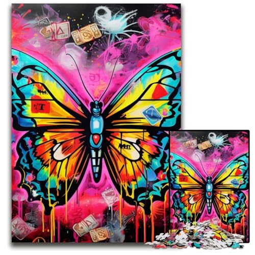 Puzzle 1000 Teile für Erwachsene Schmetterlingskunst Graffiti-Puzzle aus Pappe, interaktives Familienspiel, Bastelgeschenk mit farbenfrohen Kunstwerken, 26x38cm/10,23x14,96 Zoll Puzzle 1000 Teile für Erwachsene Schmetterlingskunst Graffiti-Puzzle aus Pappe, interaktives Familienspiel, Bastelgeschenk mit farbenfrohen Kunstwerken, 26x38cm/10,23x14,96 Zoll von MrChunlong