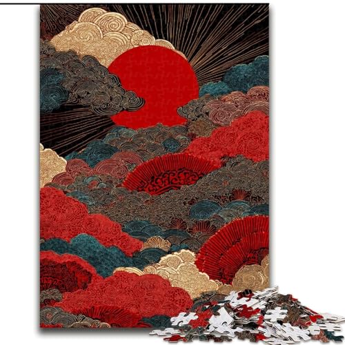 Puzzle 1000 Teile für Erwachsene im japanischen Stil, Wellen, Lernspielzeug für Erwachsene, ganze Familie ab 14 Jahren (Größe 50x75cm) von MrChunlong