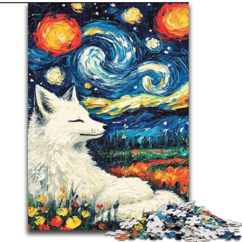 Puzzle 1000 Teile für Erwachsene und Jugendliche, Fuchs unter dem Nachthimmel, Stressabbau-Spielzeug, einzigartige Geburtstags- und Geschenkideen für Kinder ab 14 Jahren (Größe 26x38cm) von MrChunlong