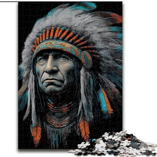 Puzzle 1000 Teile für Erwachsene und Jugendliche, Indianer, Stressabbau-Spielzeug, einzigartige Geburtstags- und Geschenkideen für Kinder ab 14 Jahren (Größe 26x38cm) von MrChunlong