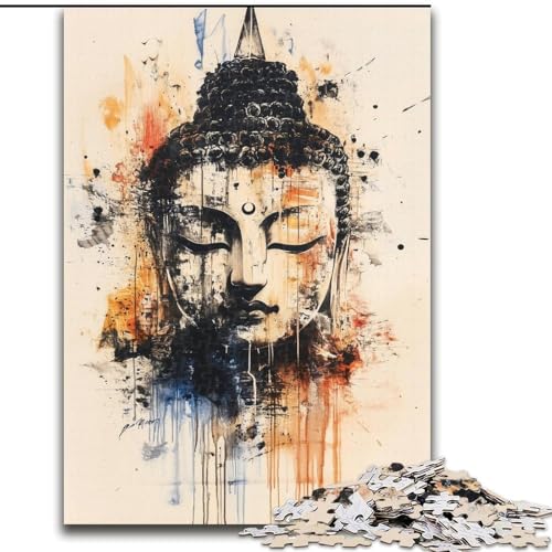 Puzzle 1000 Teile für Teenager, Buddha, Stressabbau mit vollständig ineinandergreifenden, zufällig geformten Teilen für Kinder ab 14 Jahren (Größe 26x38cm) von MrChunlong