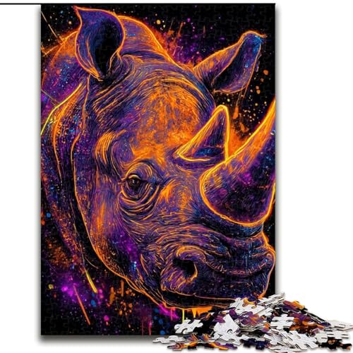Puzzle 1000 Teile für Teenager, Geschenke, geheimnisvolles Nashorn, dekomprimierendes intellektuelles Lernspielzeug, Geburtstagsgeschenk, Geschenke, Wandkunst (Größe 26x38cm) von MrChunlong