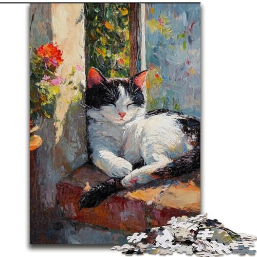 Puzzle 1000 Teile für Teenager, Geschenke für schlafende Katze, entspannendes intellektuelles Lernspielzeug, ganze Familie (Größe 50x75cm) von MrChunlong